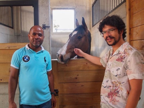Rob with Colombian friend and police horse